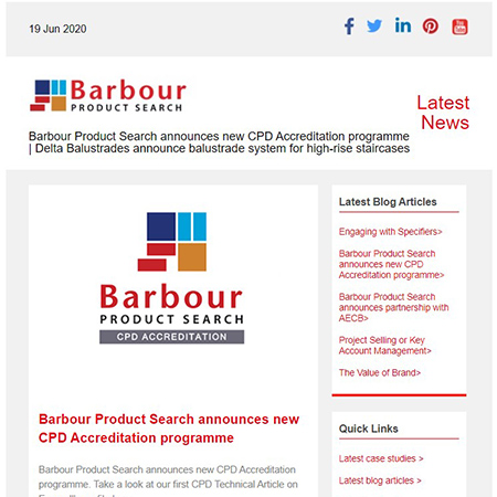 Barbour Product Search announces new CPD Accreditation programme | Delta Balustrades announce balustrade system for high-rise staircases